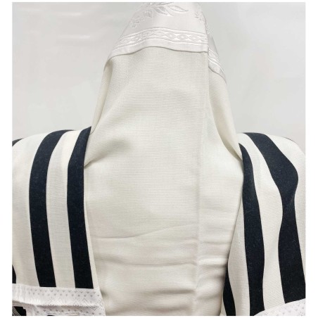 Elite Weave Non-Slip Wool Tallis with Black Stripe | Tallit/Tallis | J
