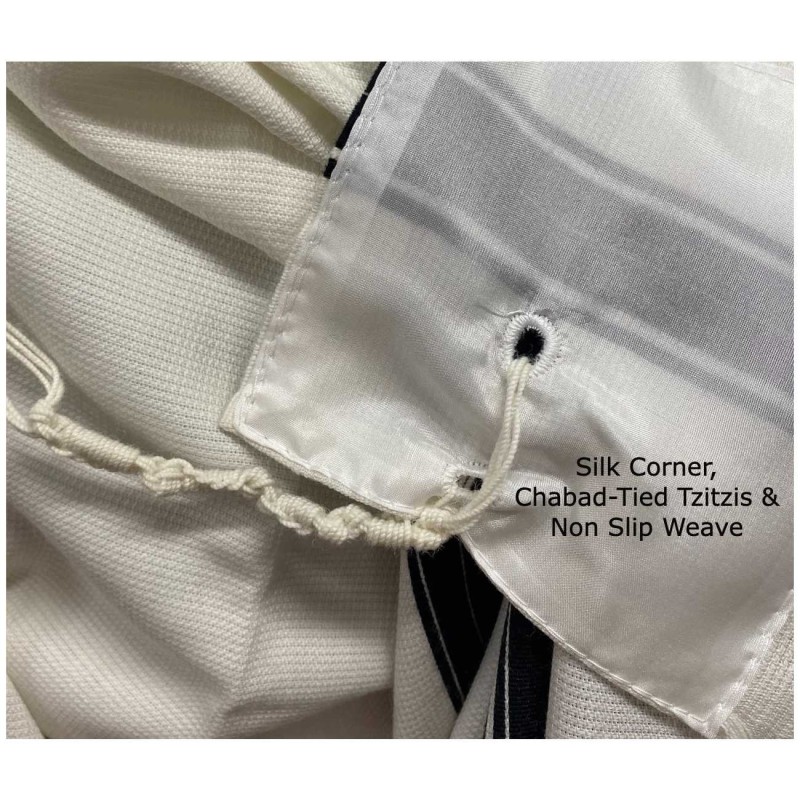 Classic Chabad Style Non-Slip Wool Tallis with Cha | Tallit/Tallis | J