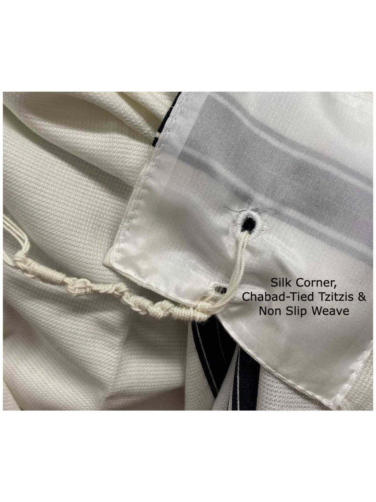 Classic Chabad Style Non-Slip Wool Tallis with Cha | Tallit/Tallis | J