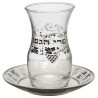 Glass Kiddush Cup 4" With Ceramic Saucer 4.2 oz -  | Kiddush Cups | Ju