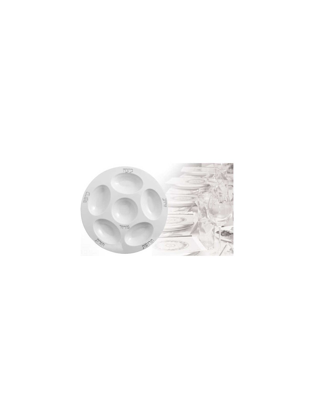 Disposable Seder Plate White/Silver | Passover | Judaica