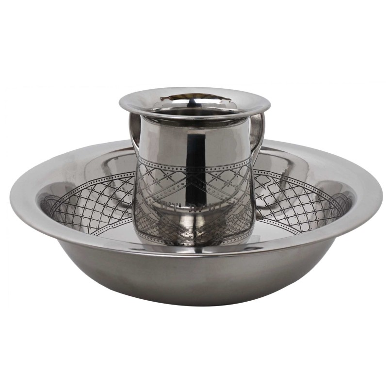 Stainless Diamond Design Netillat Yadayim Washing  | Washing Cups | Ju