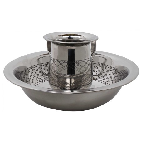 Stainless Diamond Design Netillat Yadayim Washing  | Washing Cups | Ju