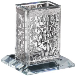 Crystal Havdalah Candle Holder - Silver Pomegranat | Havdalah Sets & S