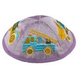Embroidered Truck Kippah - Purple | Kippahs | Judaica