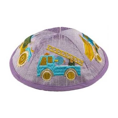 Embroidered Truck Kippah - Purple | Kippahs | Judaica