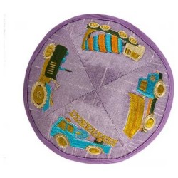 Embroidered Truck Kippah - Purple | Kippahs | Judaica