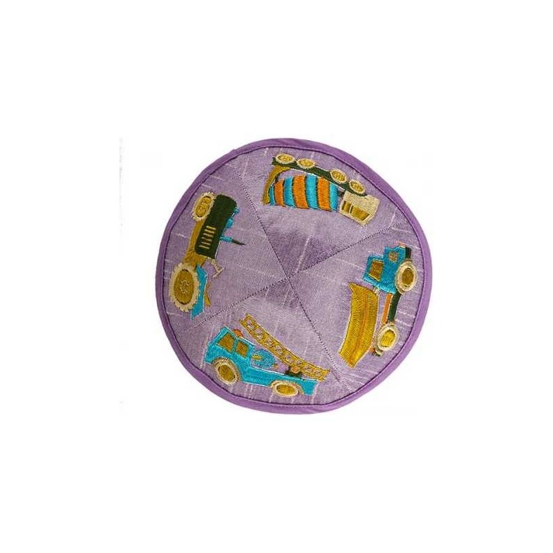 Embroidered Truck Kippah - Purple | Kippahs | Judaica