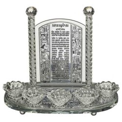 Crystal 5 Candlesticks with Lasercut Metal Hadlaka | Candle Holders |