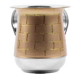 Stainless Steel Washing Cup - Gold Brick Pattern | Washing Cups | Juda