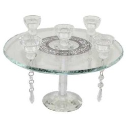 Crystal 5 Candle Candelabra on Round Base- 19 Cm | Candle Holders | Ju