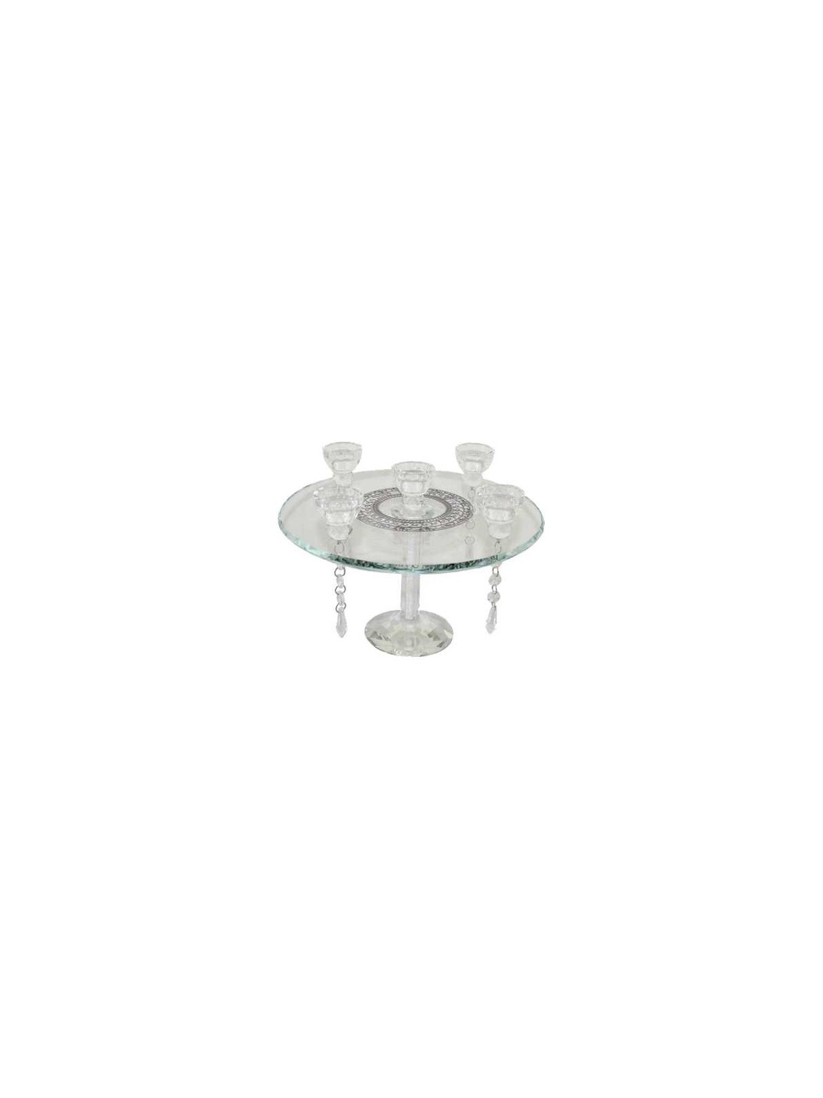 Crystal 5 Candle Candelabra on Round Base- 19 Cm | Candle Holders | Ju