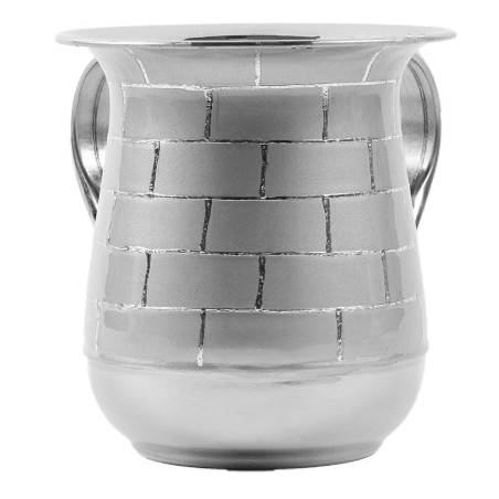 Stainless Steel Washing Cup - Silver Brick Pattern | Washing Cups | Ju