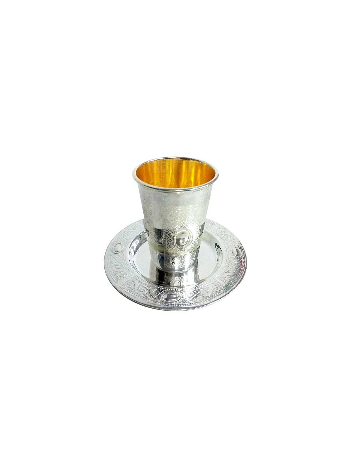 Silver Coated Oval Eye Framed Kiddush Cup Set | Kiddush Cups | Judaica