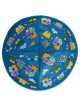 Embroidered Trains Kippah - Blue | Kippahs | Judaica