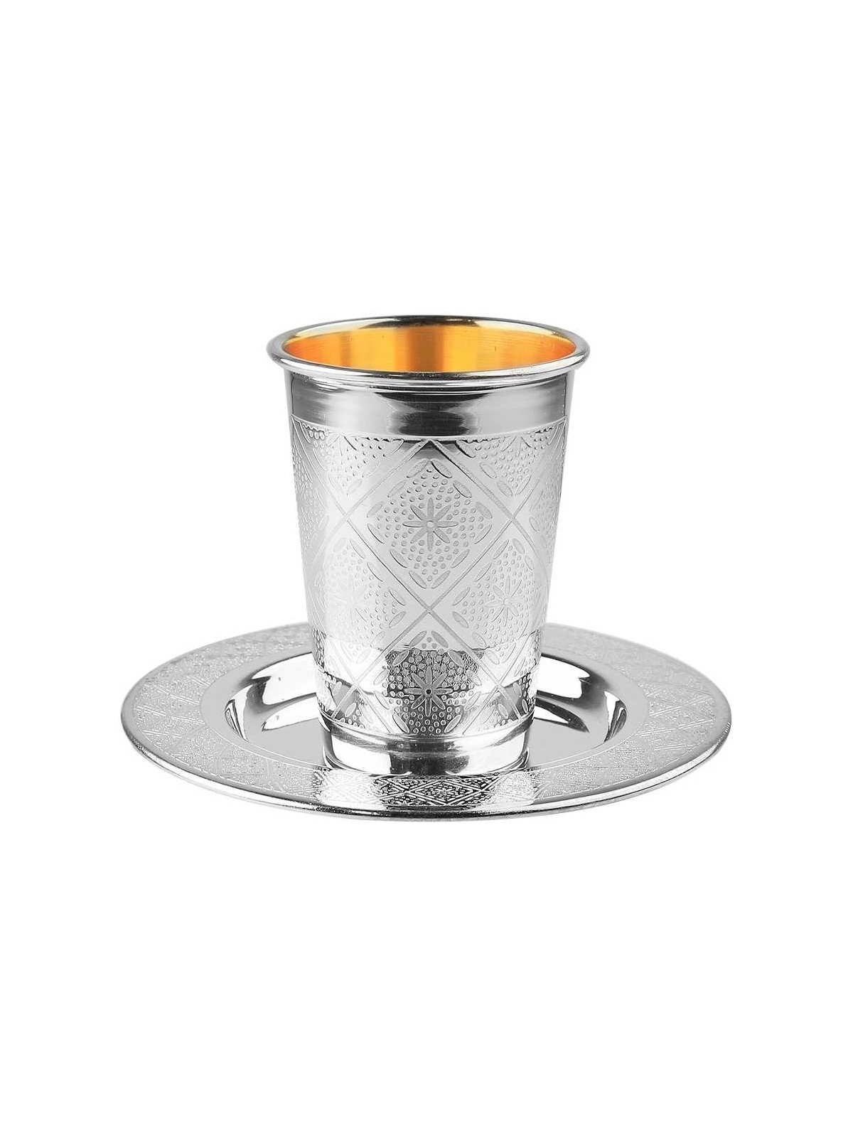 Diamond Shaped Silver Kiddush Cup Set | Kiddush Cups | Judaica
