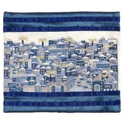 Jerusalem Embroidered Tallit Bag - Blue | Tallit/Tallis | Judaica