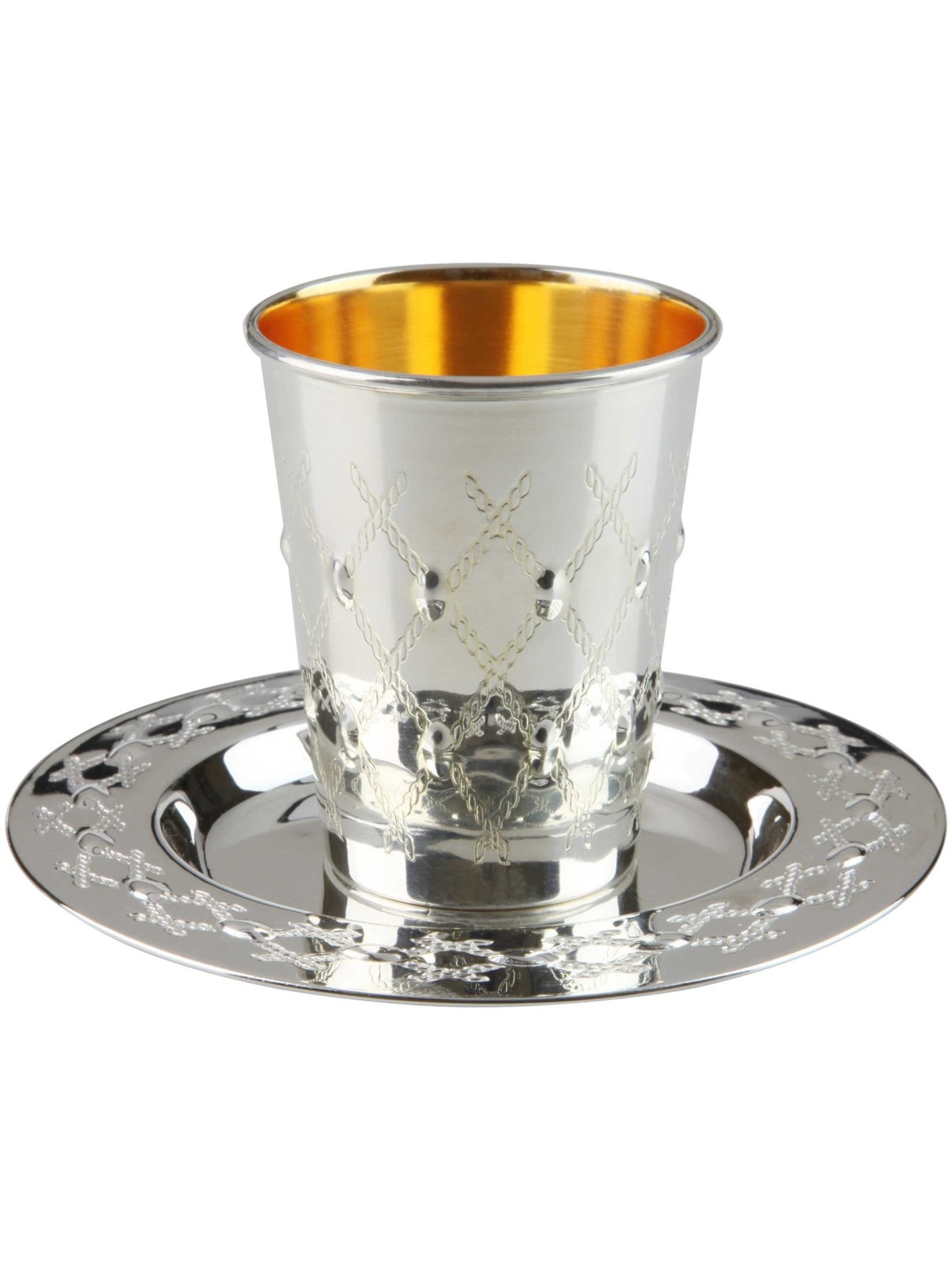 Intricate Engraved Designed Silver Kiddush Cup Set | Kiddush Cups | Ju