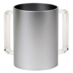 Modern Acrylic Washing Cup - Silver/Clear | Washing Cups | Judaica