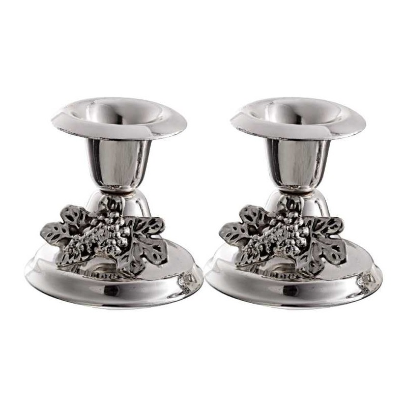 Silver Plated Mini Candlestick Set Grapes 2.5 In | Candle Holders | Ju