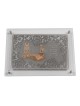 Lace Silver & Gold Glass Challah Tray - Shabbat De | Challah Boards |