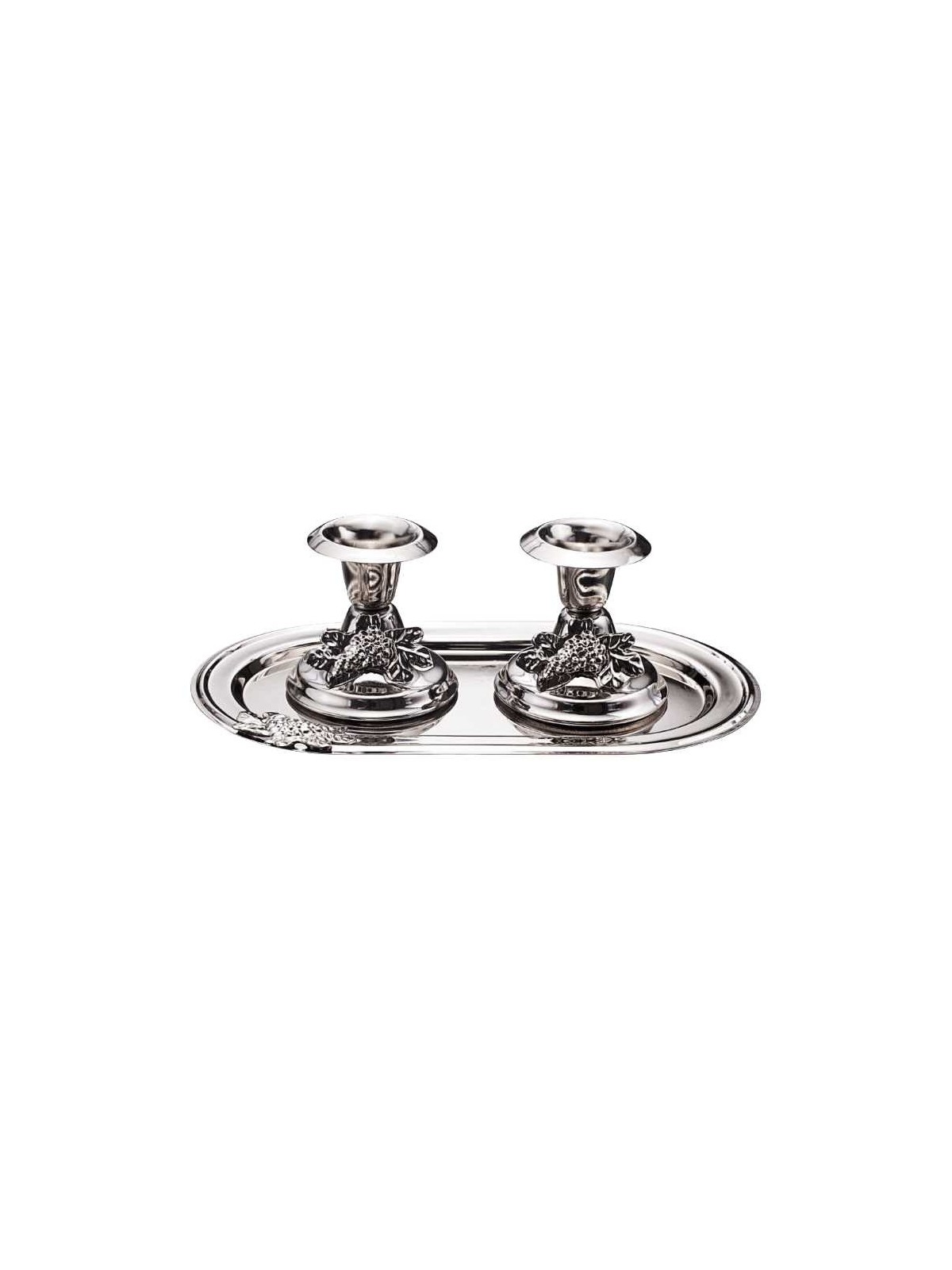 Silver Plated Grape Design Candlesticks with Tray | Candle Holders | J