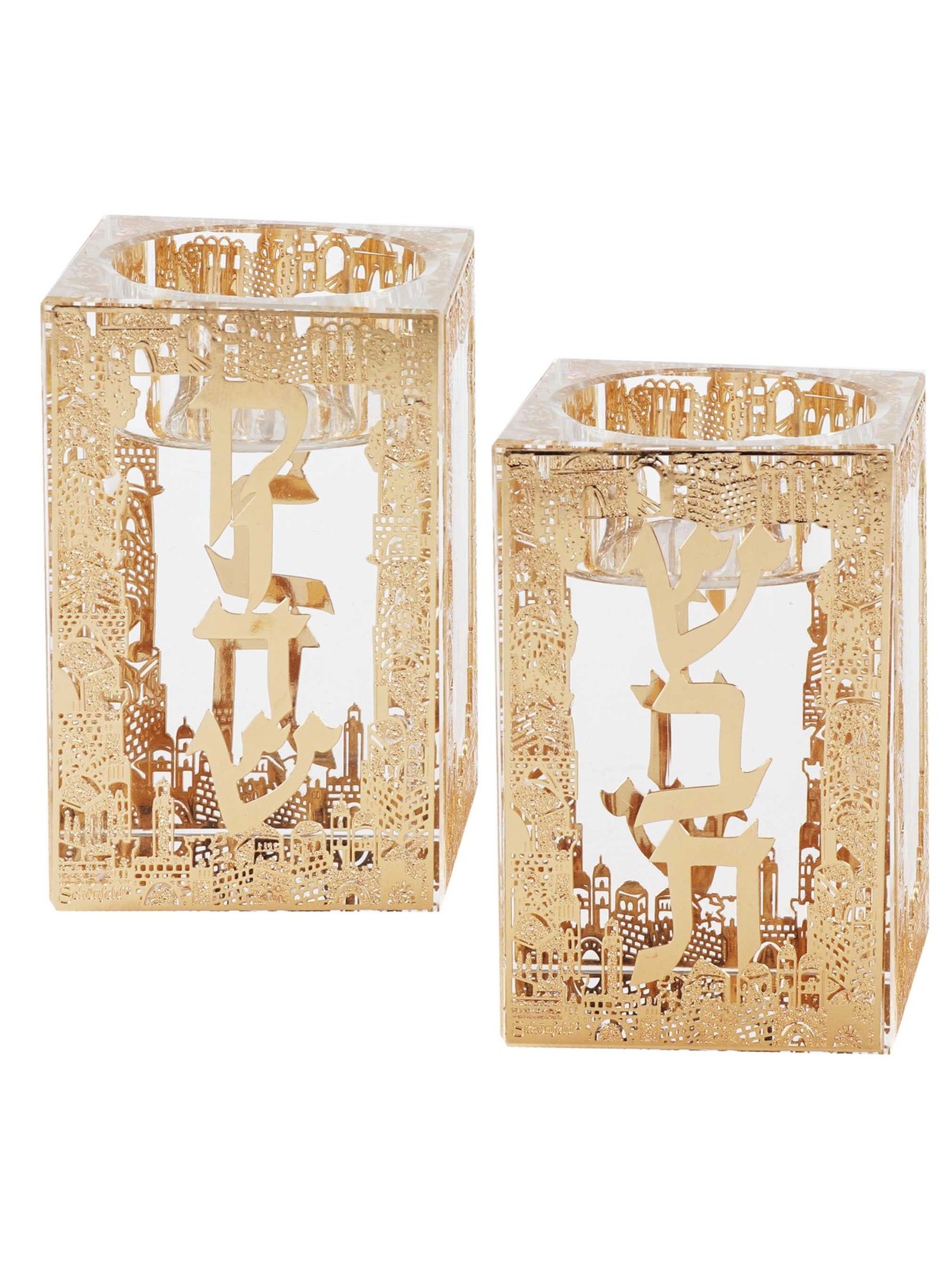 Crystal Tealight Holders - Lasercut Jerusalem Bord | Candle Holders |