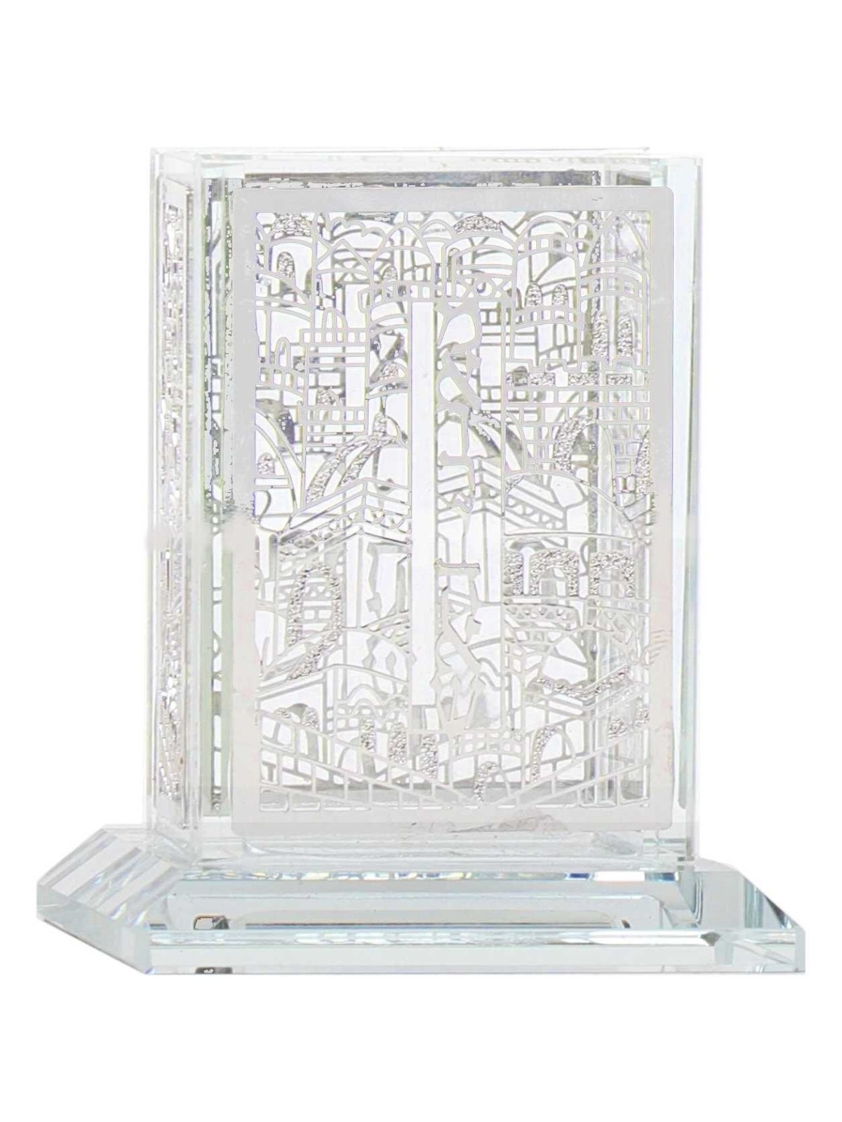 Crystal Havdallah Candle Holder - Jerusalem Design | Havdalah Sets & S