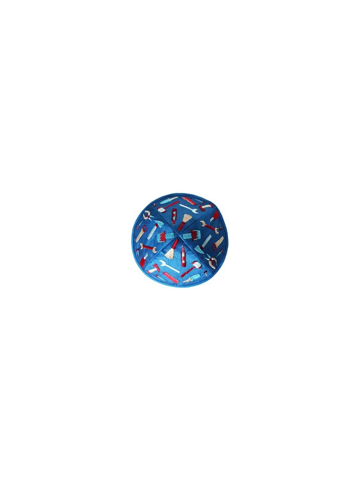 Embroidered Tools Kippah - Blue | Kippahs | Judaica