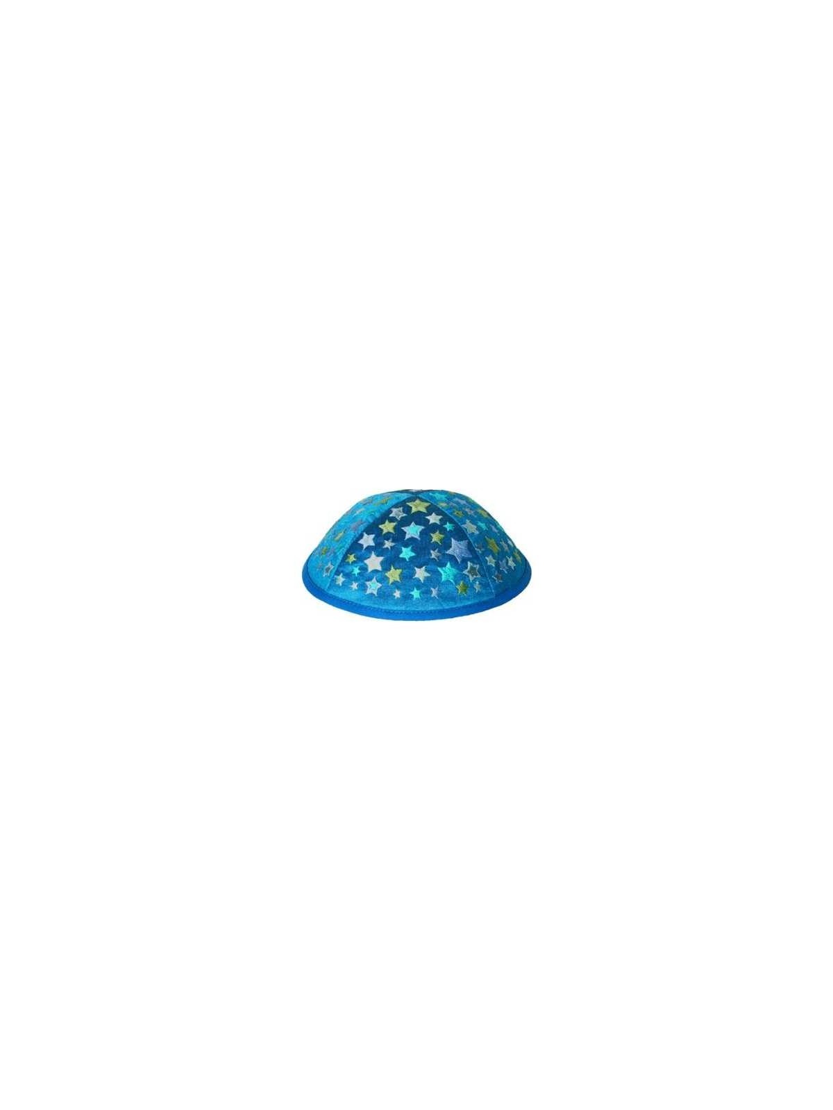 Embroidered Stars Kippah - Blue | Kippahs | Judaica