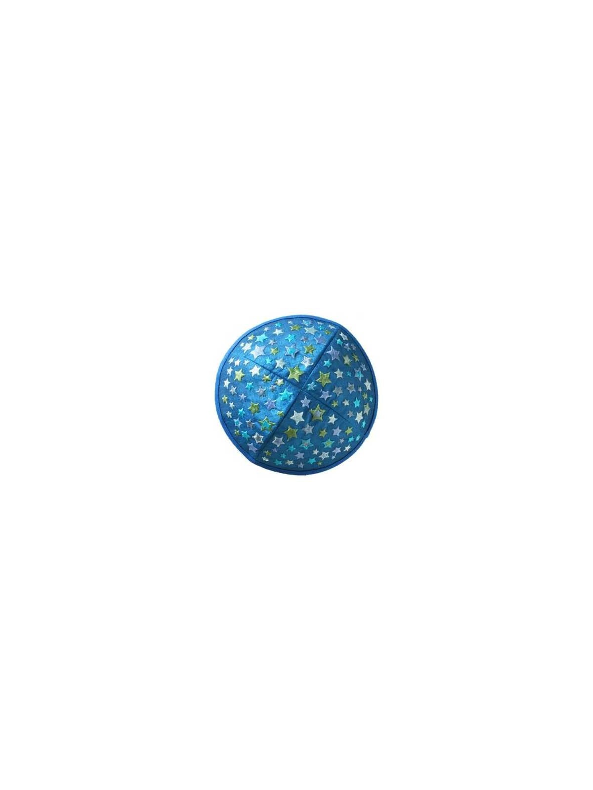 Embroidered Stars Kippah - Blue | Kippahs | Judaica