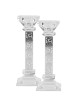 Crystal Square Candlesticks - Silver Floral Design | Candle Holders |