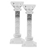 Crystal Square Candlesticks - Silver Floral Design | Candle Holders |