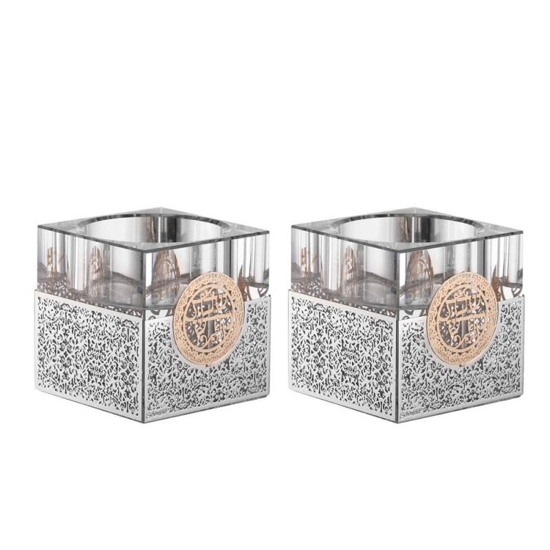 Short Crystal Tealight Holders - Lasercut Floral w | Candle Holders |