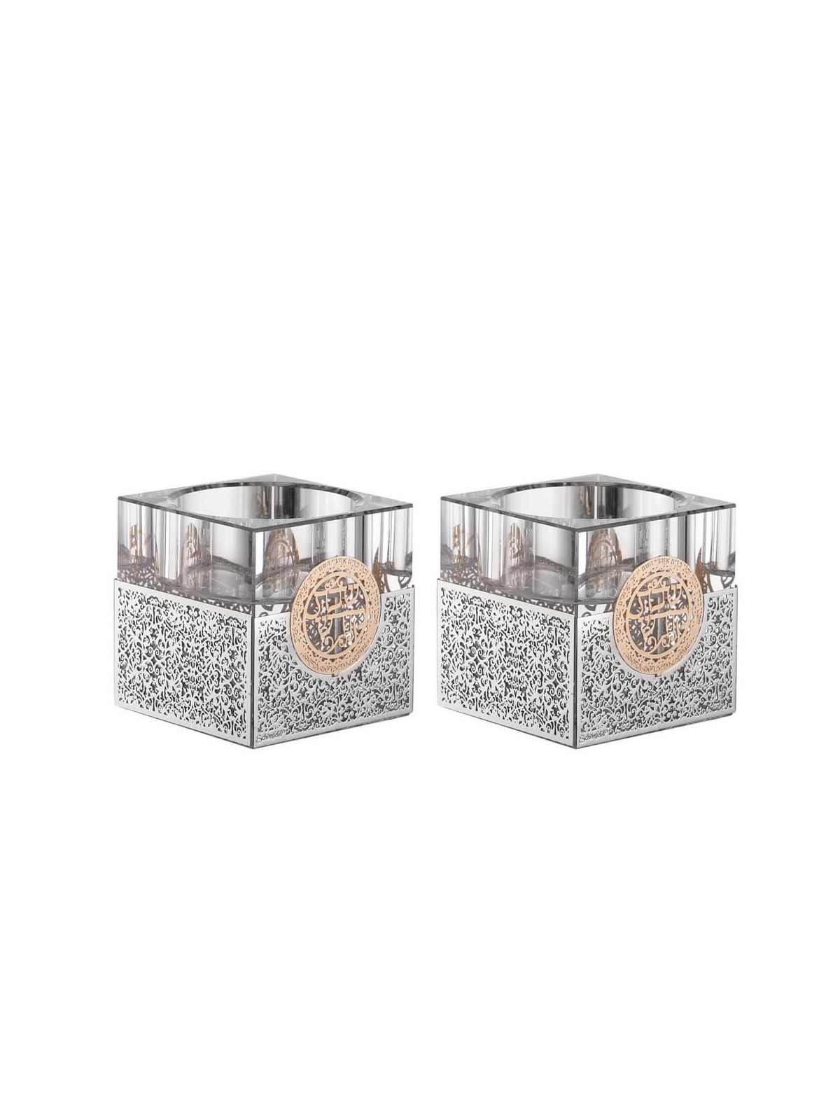 Short Crystal Tealight Holders - Lasercut Floral w | Candle Holders |