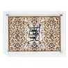 Floral Lasercut Glass Challah Tray - Gold with Sil | Challah Boards |