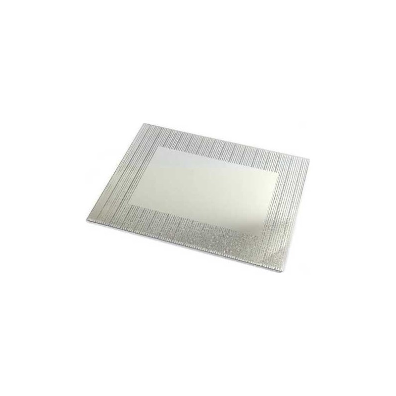 Glass Mirror Tray with Line Design Border | Challah Boards | Judaica