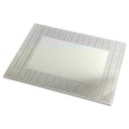 Glass Mirror Tray with Line Design Border | Challah Boards | Judaica