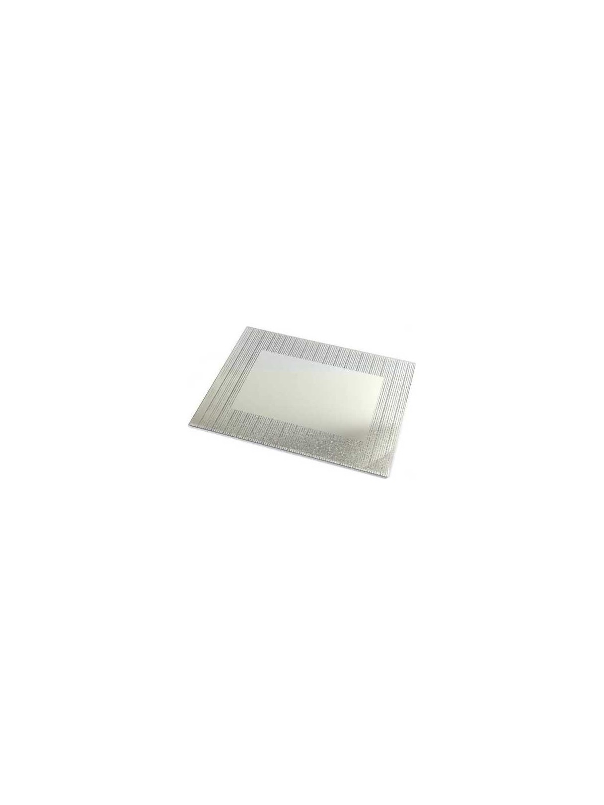 Glass Mirror Tray with Line Design Border | Challah Boards | Judaica