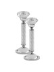 Crystal Rounded Stone Filled Silver Candlesticks - | Candle Holders |