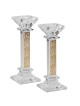 Crystal Square Candlesticks - Gold Floral Desgin | Candle Holders | Ju