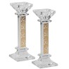 Crystal Square Candlesticks - Gold Floral Desgin | Candle Holders | Ju