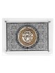 Embellished Lasercut Glass Challah Tray - Silver w | Challah Boards |
