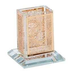 Crystal Havdalah Candle Holder - Gold Embellished | Havdalah Sets & Sp