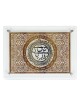 Embellished Lasercut Glass Challah Tray - Gold wit | Challah Boards |