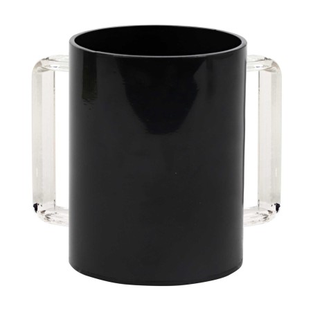 Modern Acrylic Washing Cup - Black/Clear | Washing Cups | Judaica