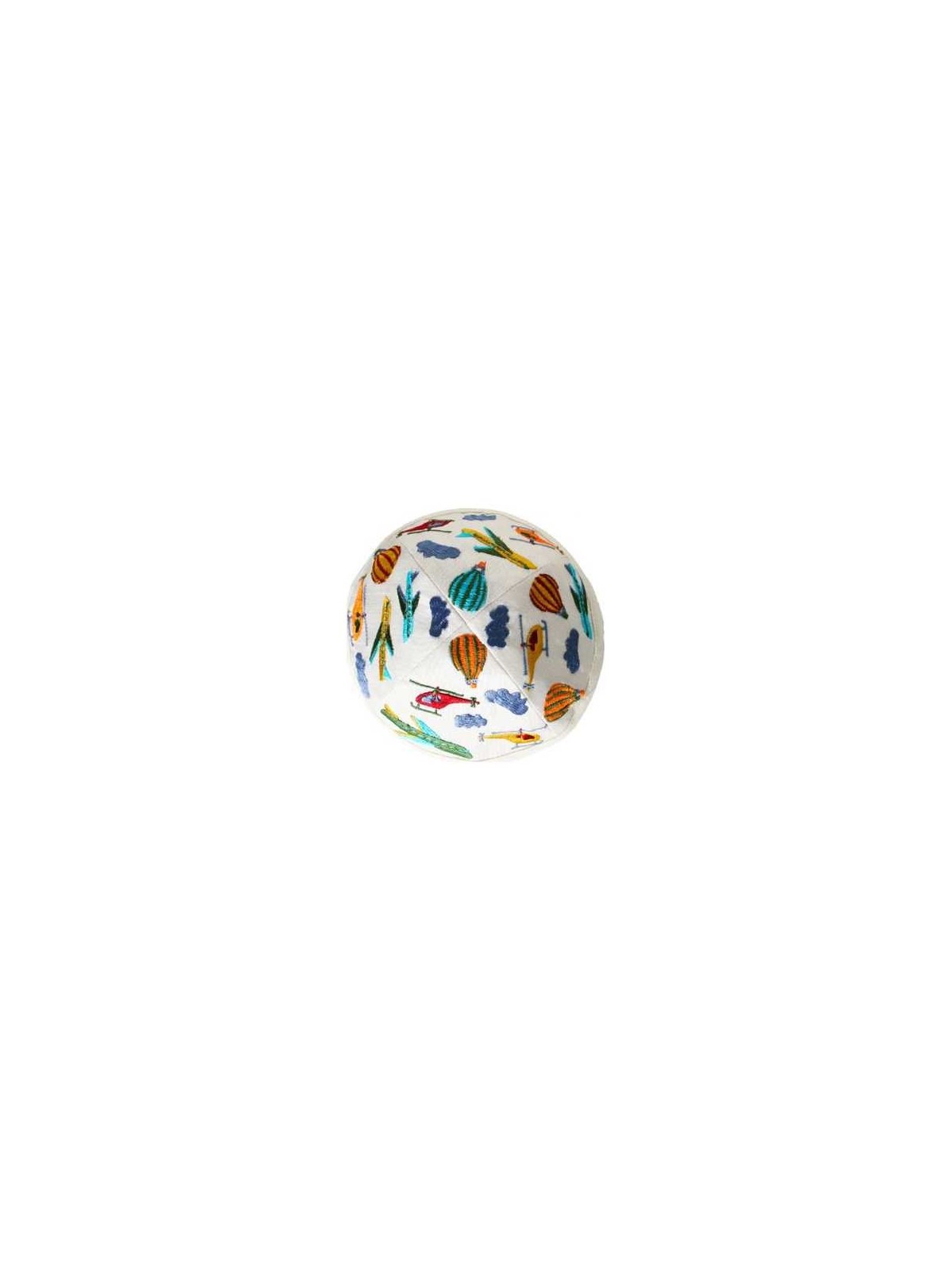 Embroidered Airplanes Kippah - White | Kippahs | Judaica