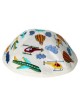 Embroidered Airplanes Kippah - White | Kippahs | Judaica