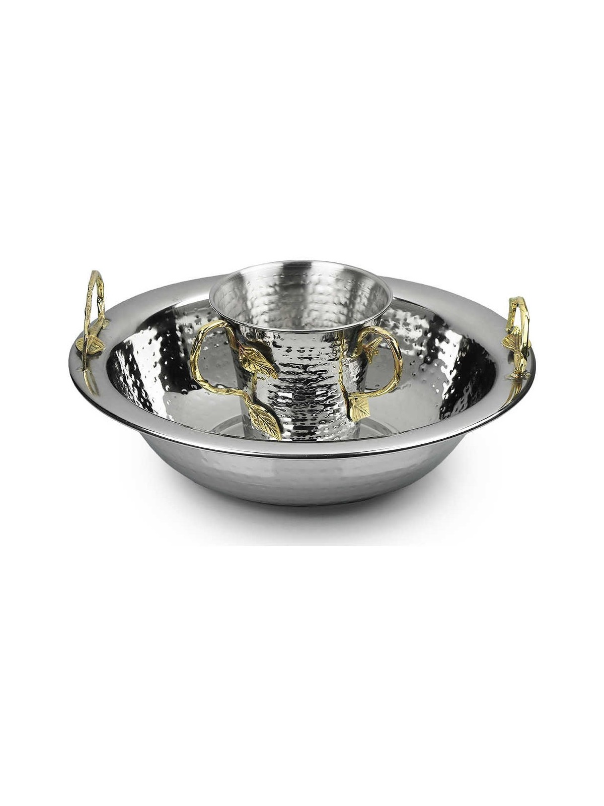 Stainless Steel Hammered Washing Cup Set With Gold | Washing Cups | Ju