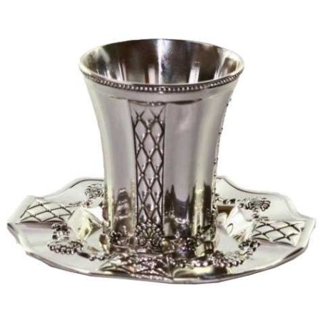 Scalloped Design Silver Plated Kiddush Cup Set | Kiddush Cups | Judaic